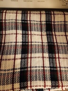 Cannon Plaid Knit Throw Blanket in Cream, Black & Burgundy